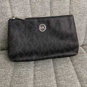 Michael Kors Black Textured Clutch with Silver Logo